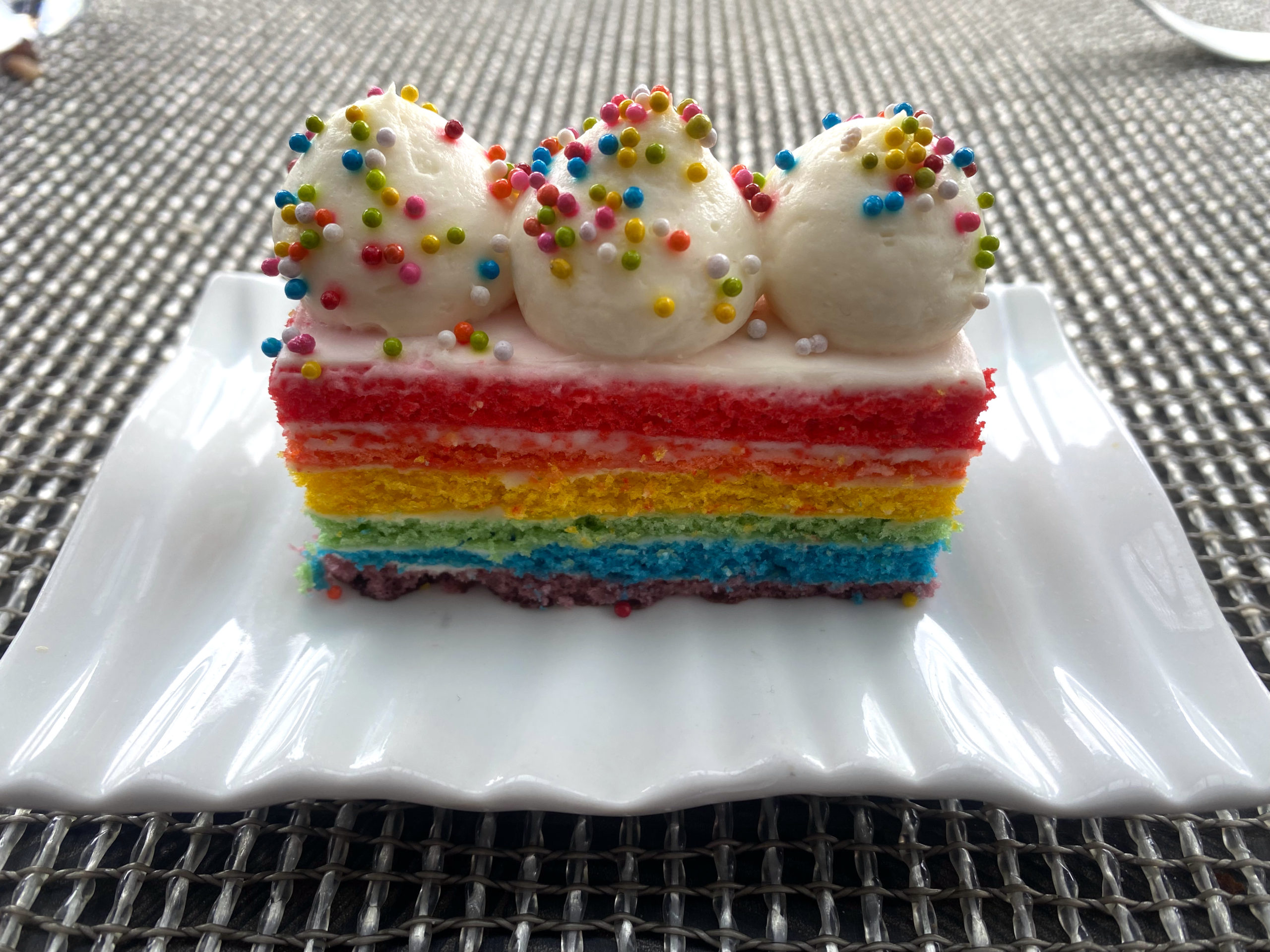 Rainbow LGBTQ gay pride dessert at St. Regis Mexico City hotel