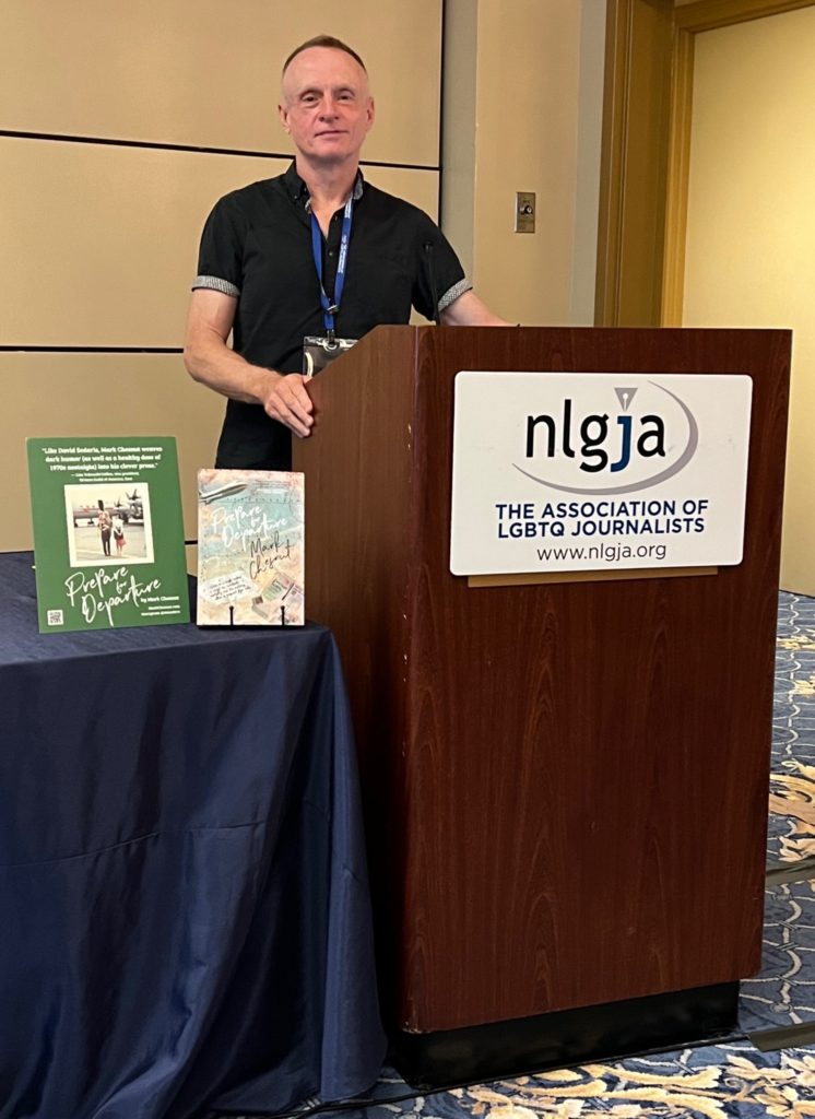 Gay travel writer and author Mark Chesnut speaks at the NLGJA National Convention of journalists in Chicago. 
