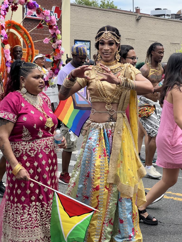 Indian drag queen at Queens Pride, the LGBTQ pride parade in Jackson Heights New York City