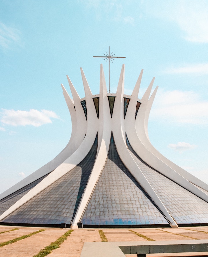Metropolitan cathedral on a sunny day in Brasilia, Brazil