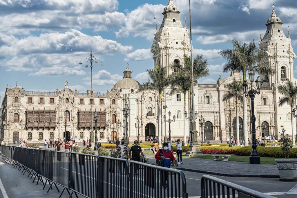 The cathedral of Lima with clouds