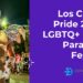 Gay Mexican man, shirtless in Los Cabos LGBTQ pride parade in Mexico